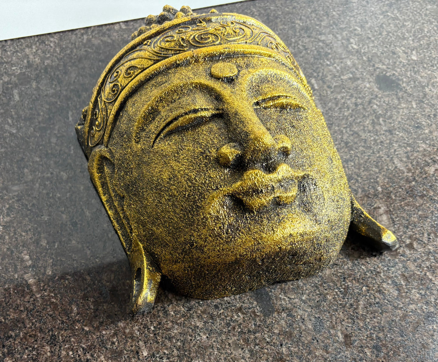 Handmade Gold Buddha Head Wall Art – 25cm | Antique Gold Zen Wall Décor