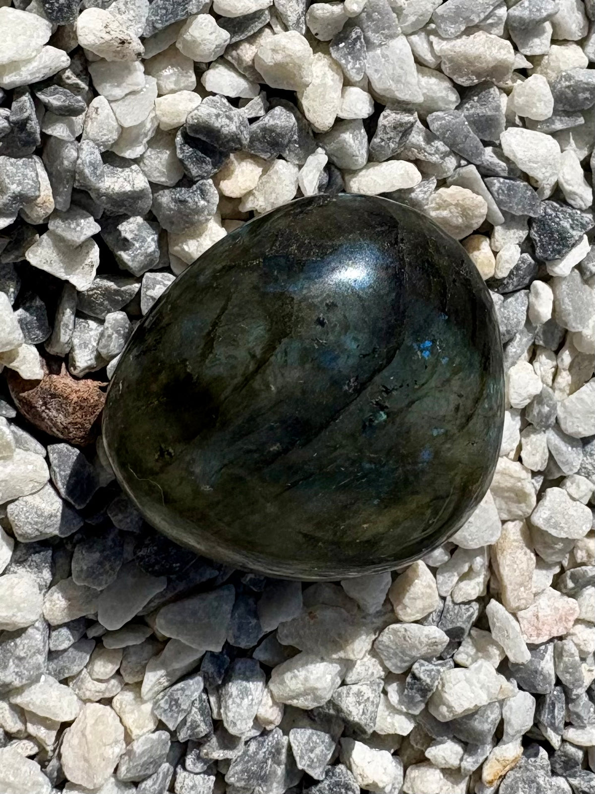 Labradorite Palm Stone with Blue-Green Flash