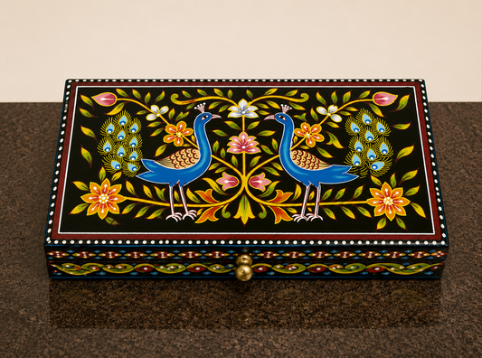 Peacock Hand painted Wooden Box