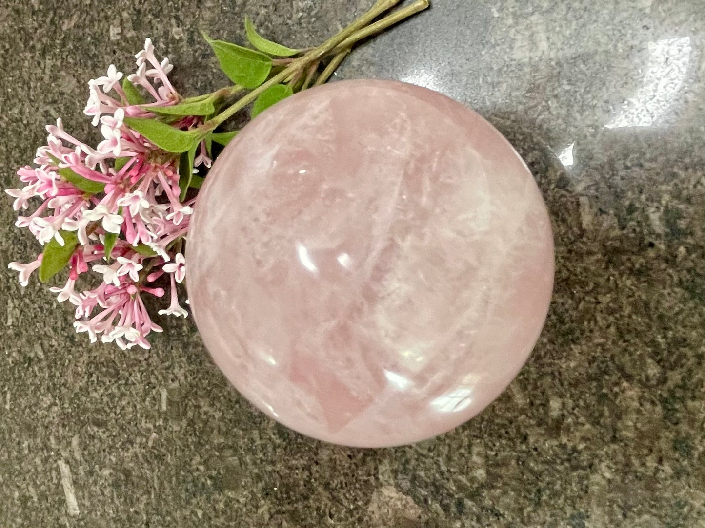 Large Rose Quartz Crystal Sphere - spiritual healing crystal