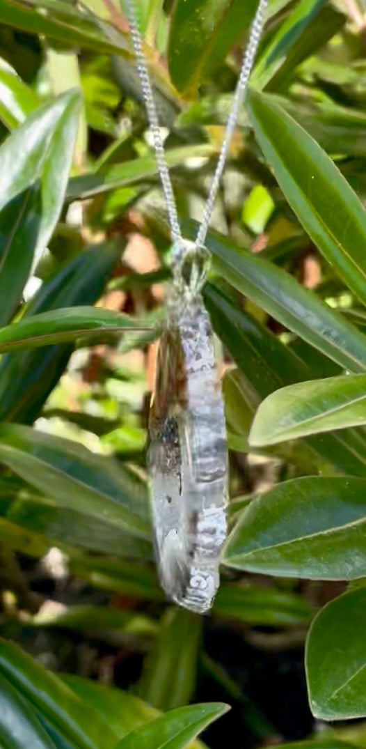 Sterling Silver Natural Agate Slice Pendant with 18”  Sterling silver chain