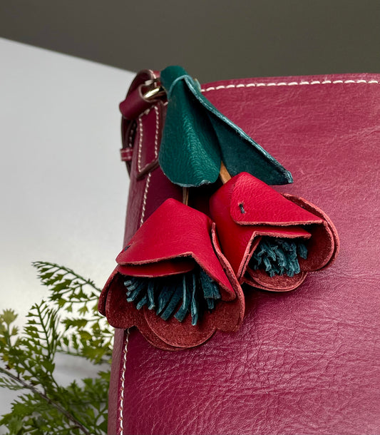 Genuine leather handmade Tulip Bag Charm / Keychain