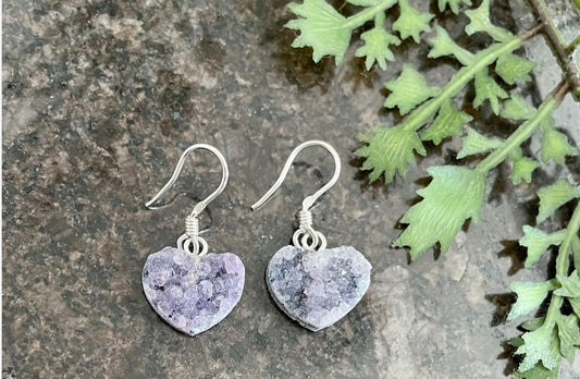 Sterling Silver Amethyst Heart Earrings