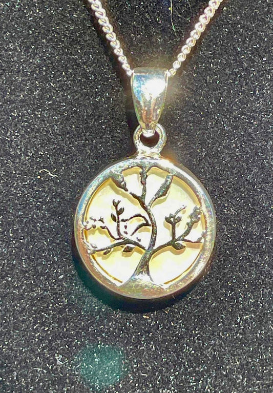 Sterling Silver Mother of Pearl Tree of Life Pendant