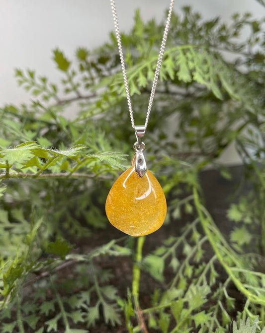 Sterling Silver Rutilated Quartz Pendant, with Sterling Silver chain